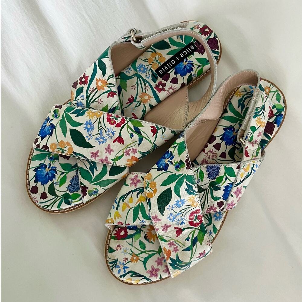 Alice + Olivia 'River' Chelsea Wildflower Painted Nappa Espadrille MSRP: $295